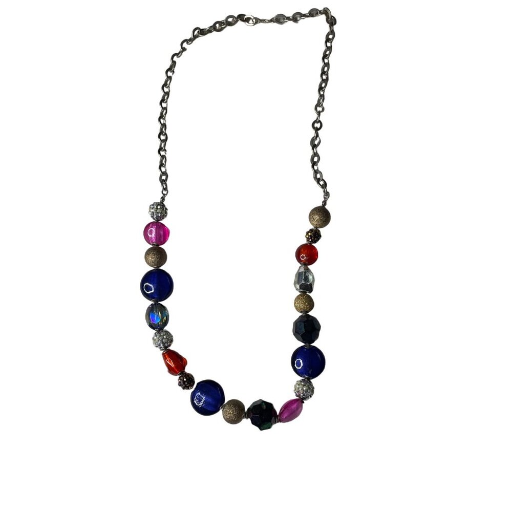 Womens Statement Chunky Necklace Mixed Bead Metal Chain Fashion Jewelry u